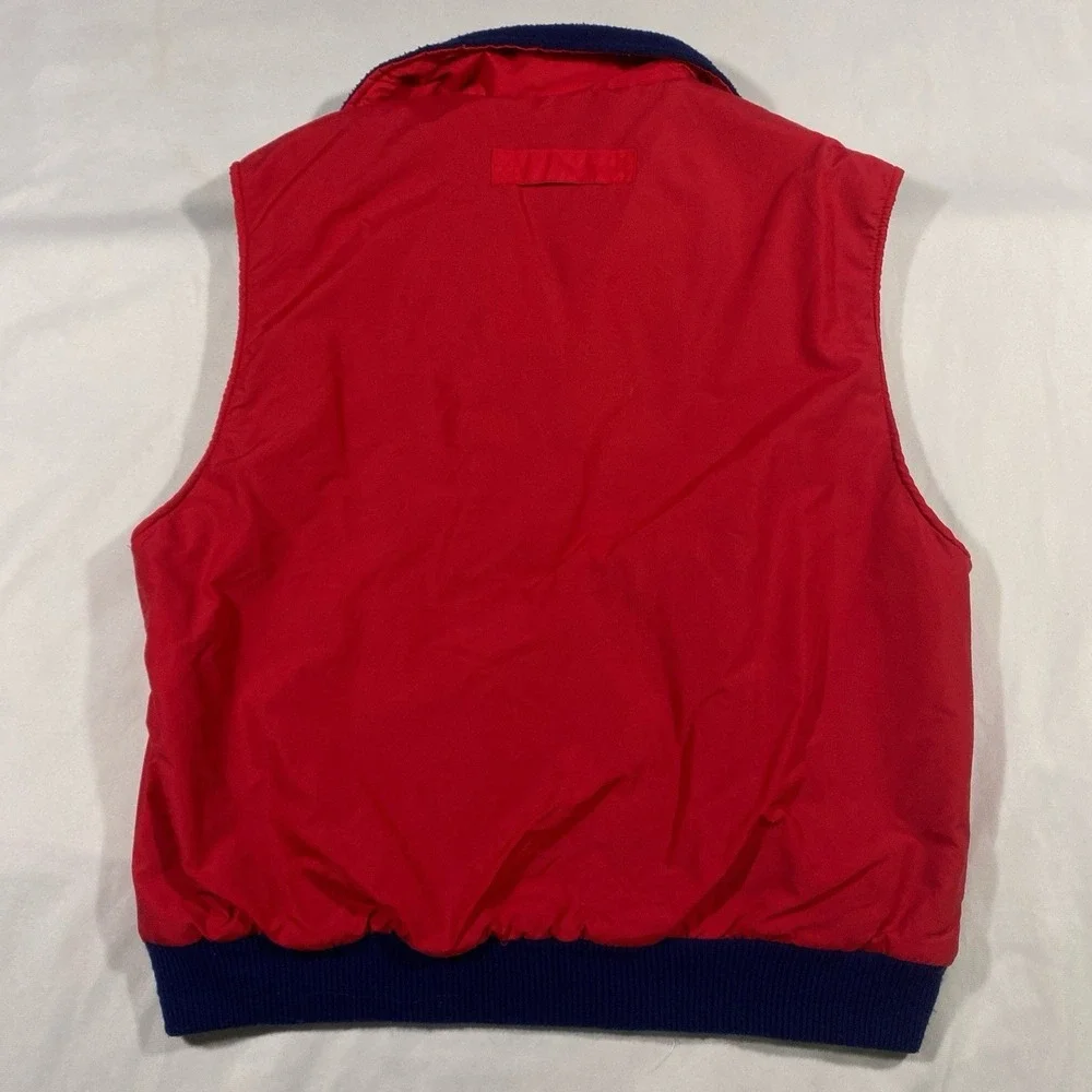 Vintage Retro Osh Kosh B'Gosh Mens‎ M Hiking Layering Zip Up Red Navy Blue Vest